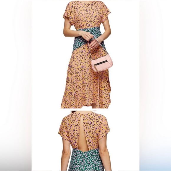 BNWT Topshop Mixed Floral Hanky Dress Midi US 4 - Picture 2 of 7